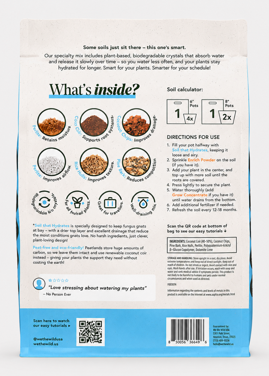 We The Wild Soil That Hydrates Premium Potting Mix 6 Dry Quarts (6.6L)