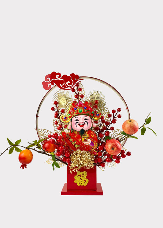 Swaying Wealth God Cai Shen LED Table Decor – Plug In Lunar New Year Fortune Display