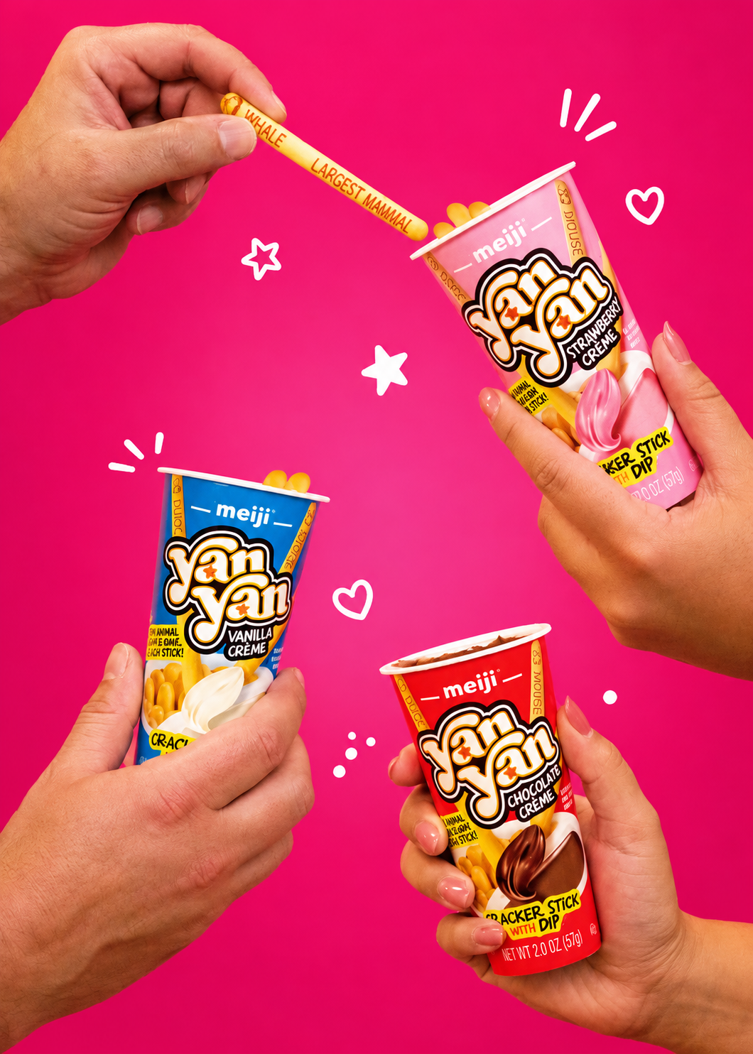 Meiji Yan Yan Strawberry Crème Cracker Stick with Dip 2 oz