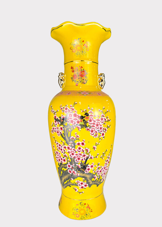 Porcelain Vase – Hand Painted Florals – Tall Ceramic Floor Décor