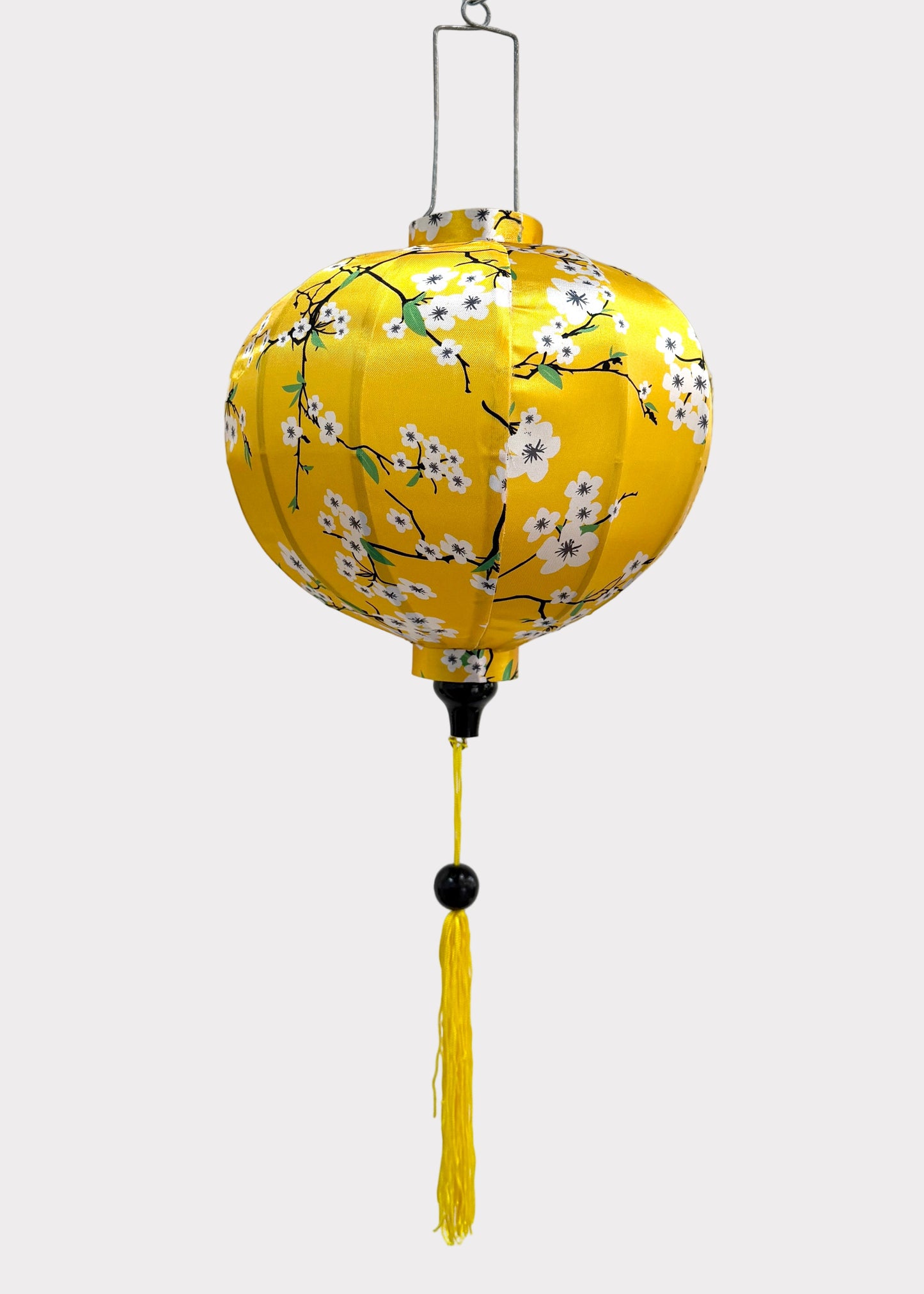Silk Fabric Hanging Lantern – Floral Pattern – Red or Yellow Round