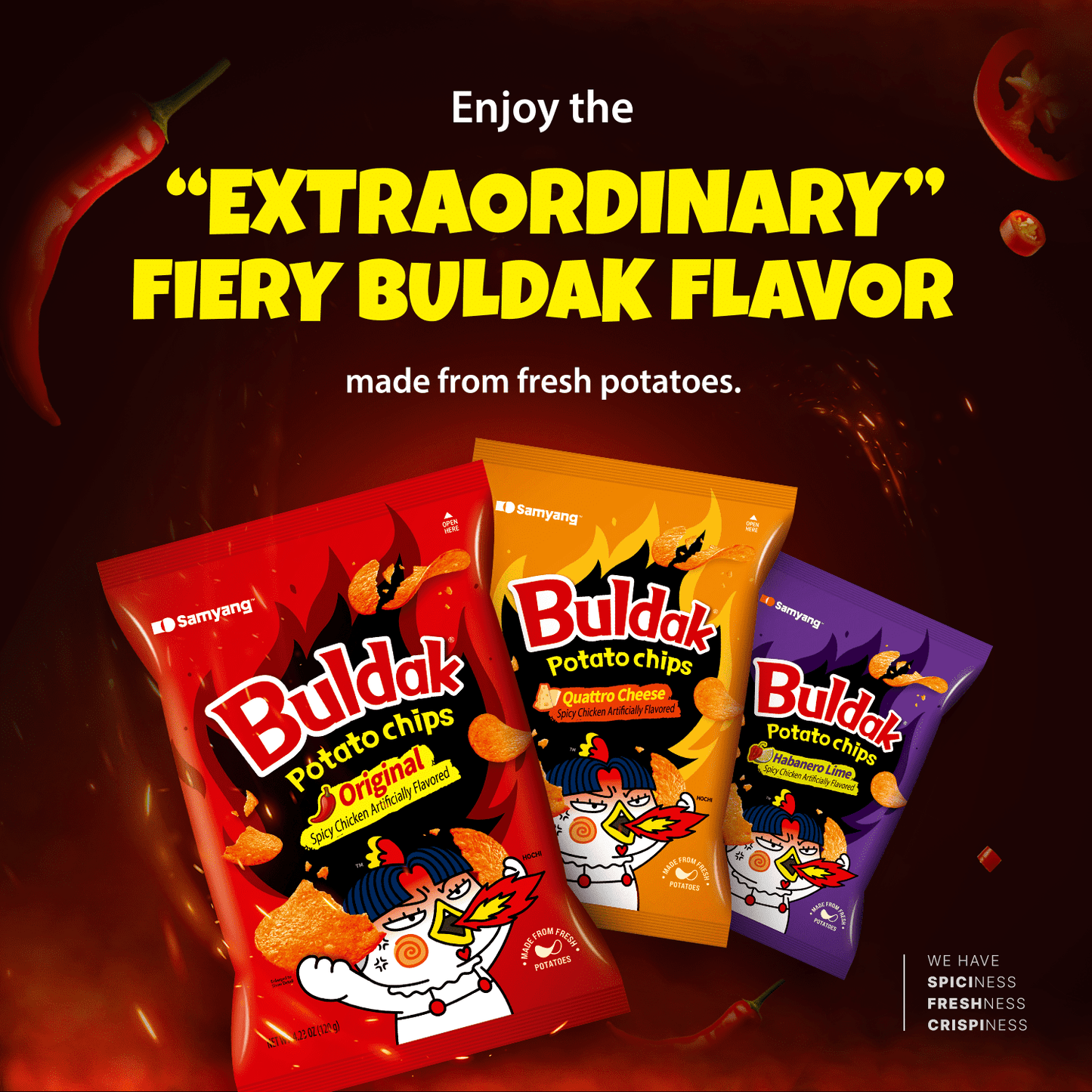 SAMYANG Buldak Habanero Lime Potato Chips 120g – Spicy Korean Potato Chips