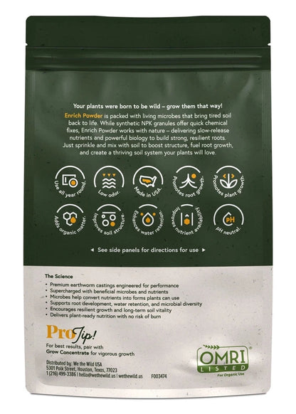 We The Wild Enrich Powder Organic Plant Food & Soil Amendment - Slow Release Indoor Plant Fertilizer