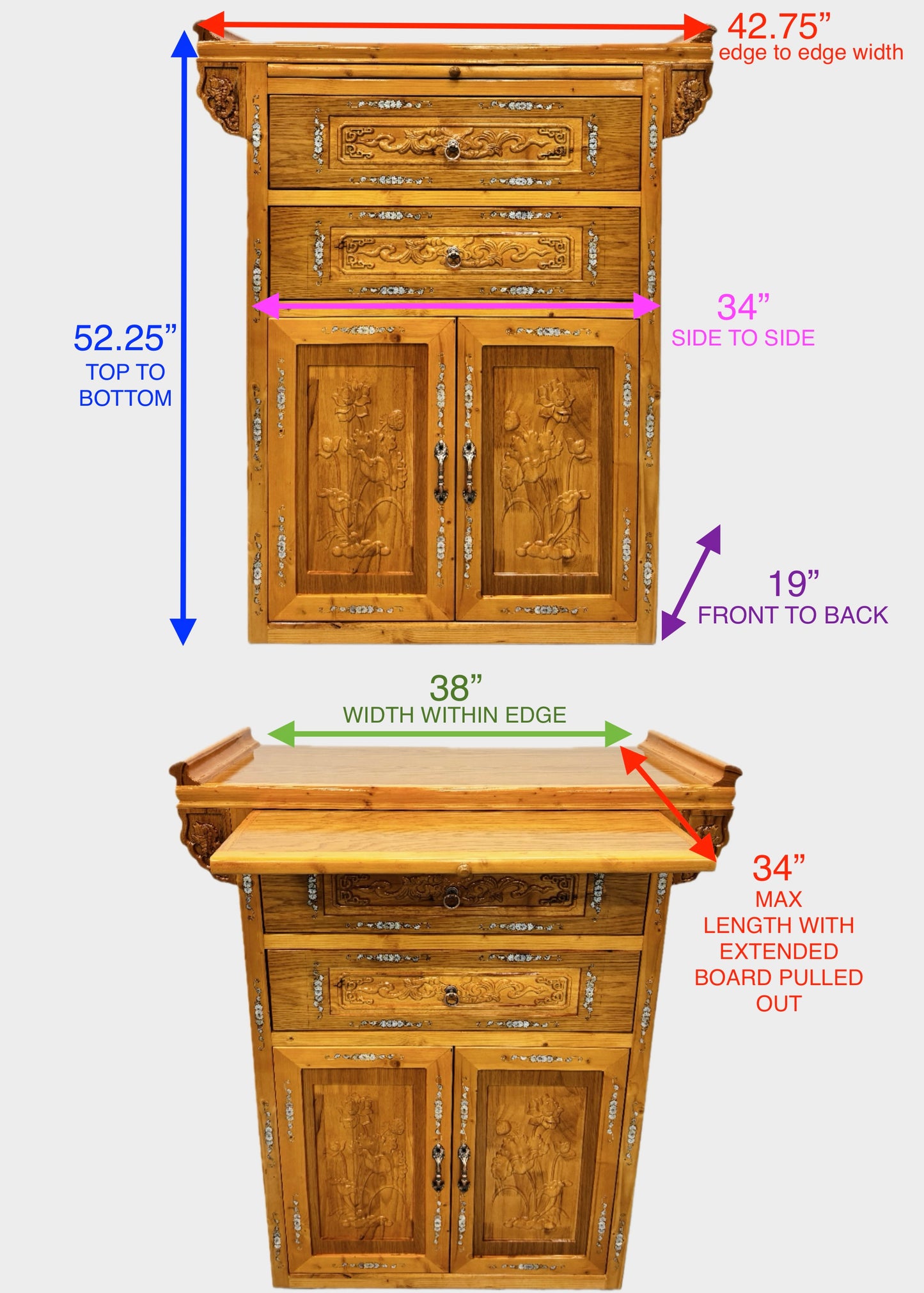 42” Cabinet Altar – Vietnamese Style – Yellow