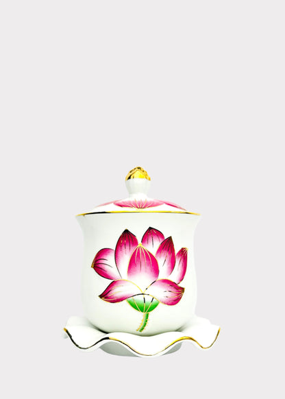 Lotus Covered Offering Cup – Single – Pink/White