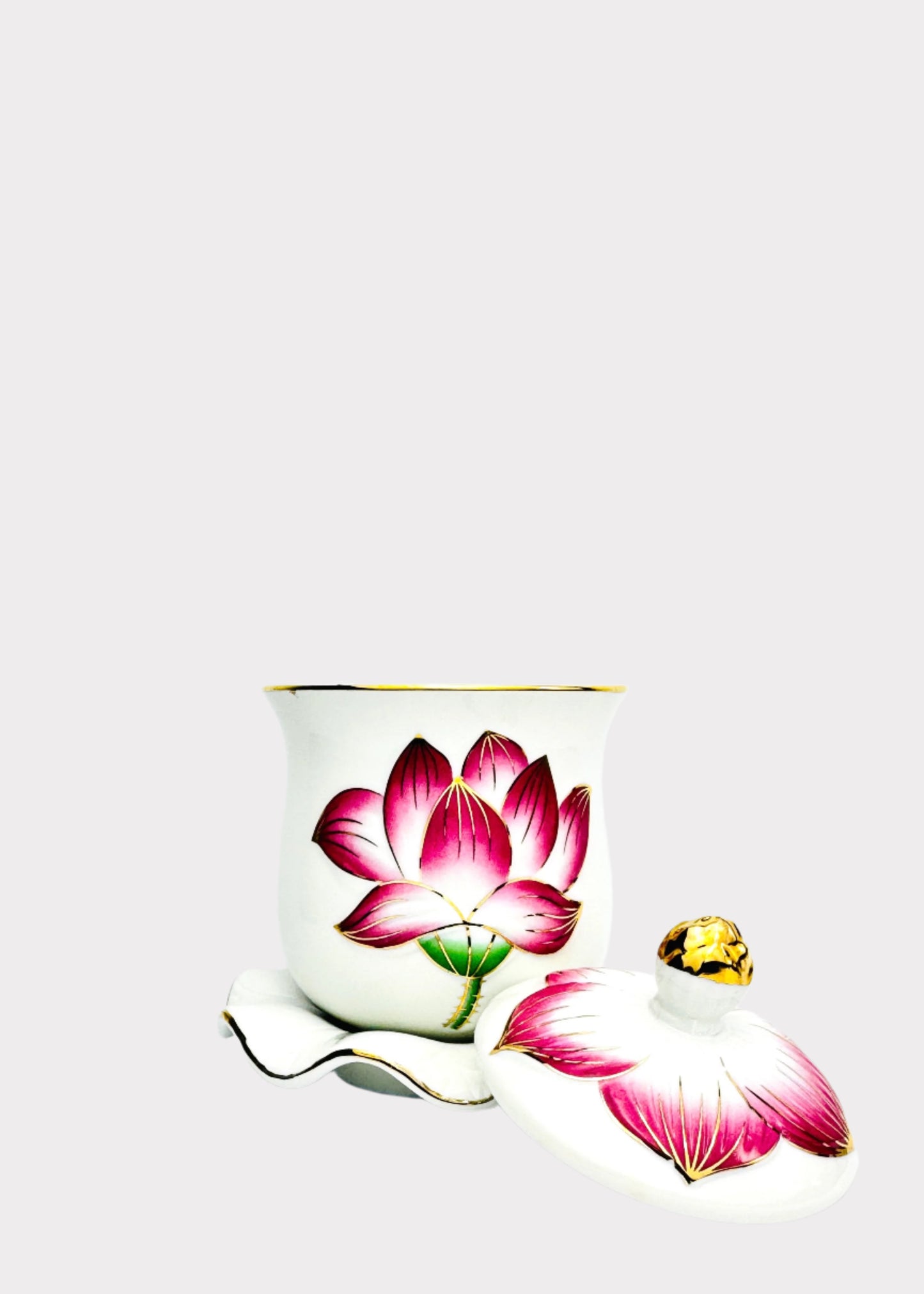 Lotus Covered Offering Cup – Single – Pink/White
