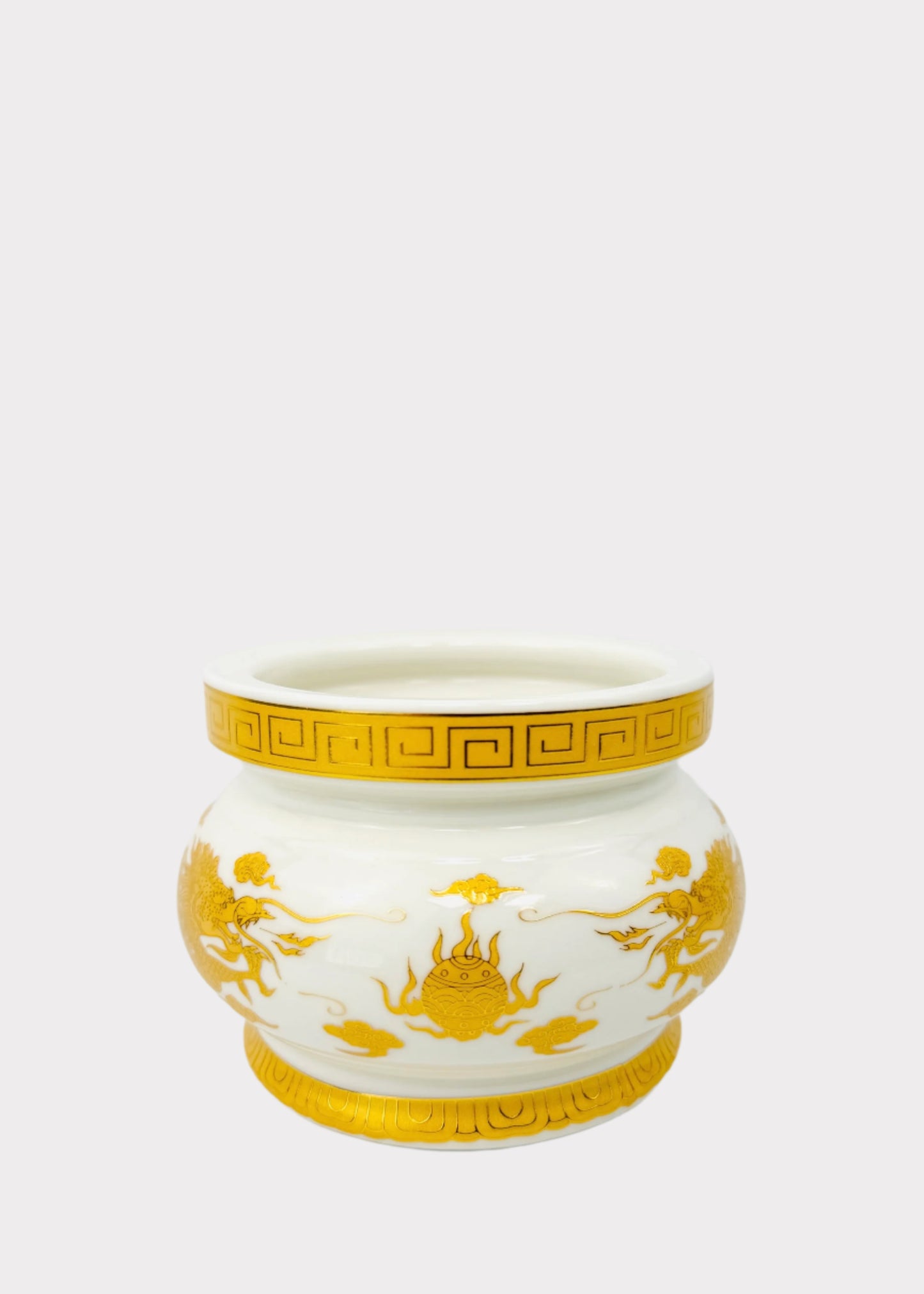 Imperial Two Dragons & Flaming Pearl – Incense Holder Pot – Ceramic