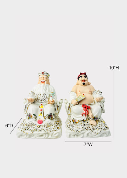 White and Pastel Land and Prosperity Gods - Porcelain
