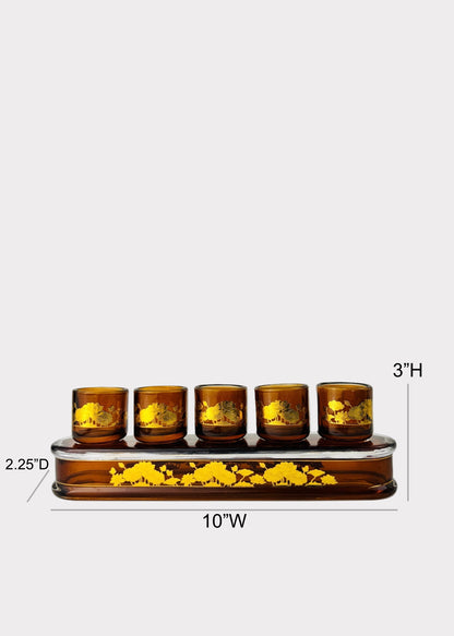Amber Lotus Altar Cup Set with Tray 5-Cup - Crystal