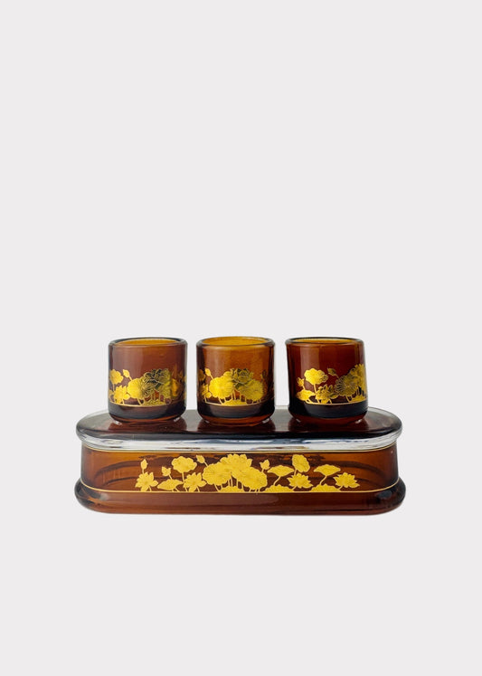 Amber Lotus Altar Cup Set with Tray 3-Cup - Crystal