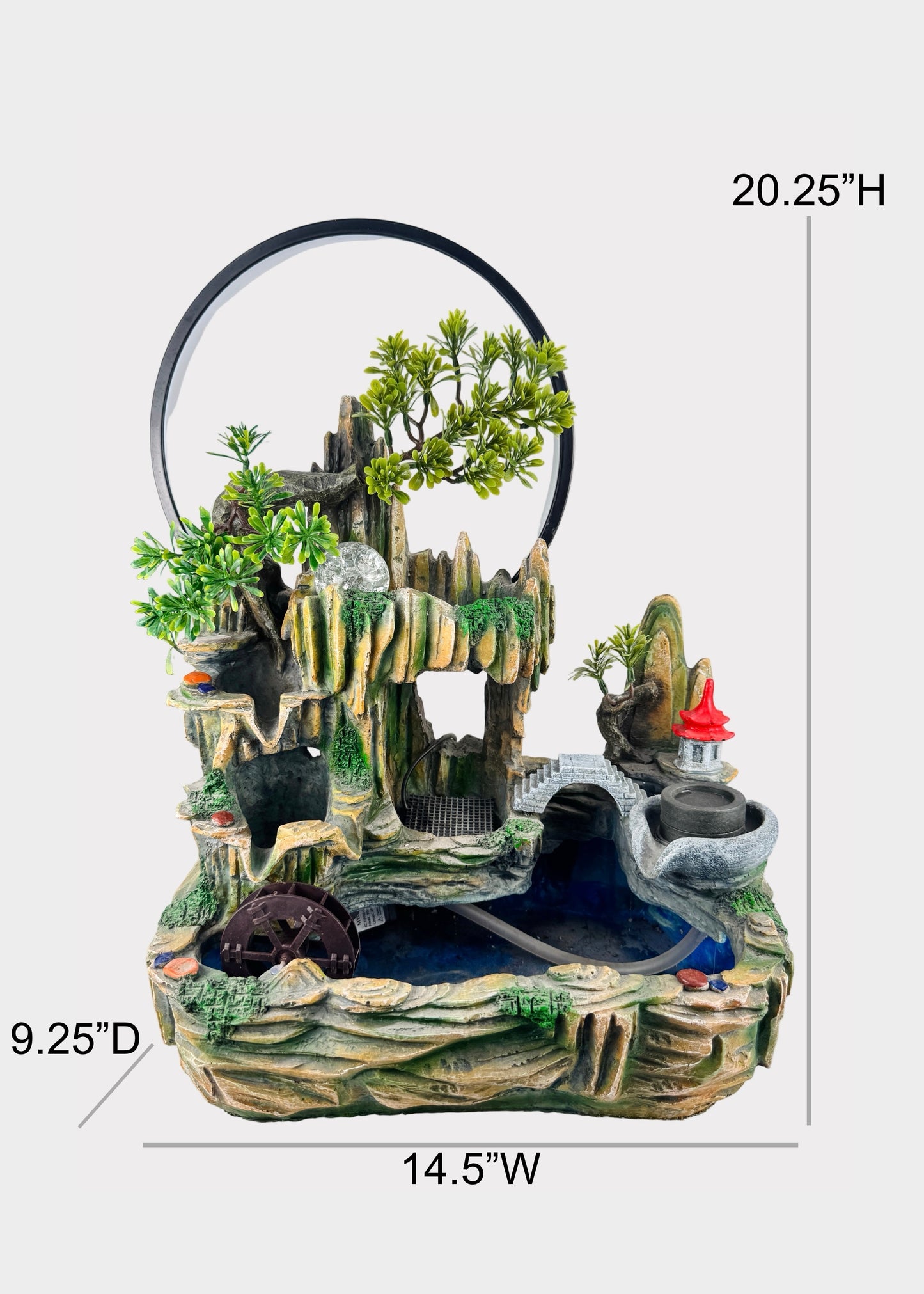 Mountain Pagoda Ring Light Tabletop Fountain
