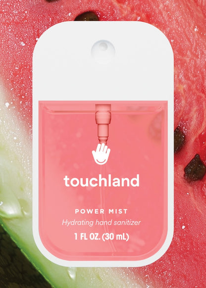 Touchland hand sanitizer packet with watermelon background