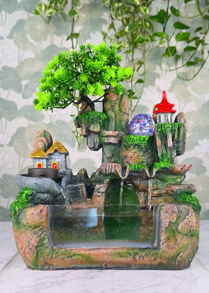 Clear Water Tank Mountain Village Tabletop Fountain
