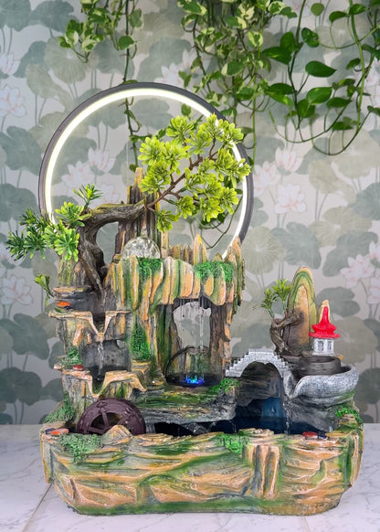 Mountain Pagoda Ring Light Tabletop Fountain
