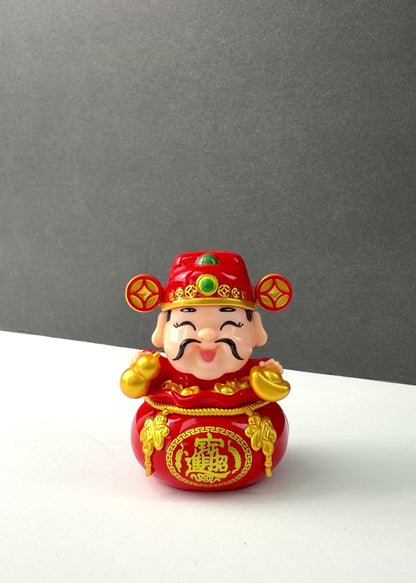 Solar Powered Cai Shen Wealth God in Fortune Bag - Nodding Head