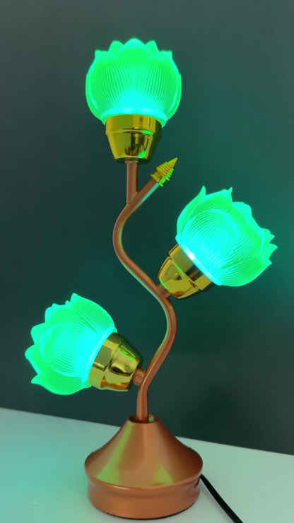Lotus LED Lamp – 3 Yellow Flower Design – Adjustable Color & Glow Speed
