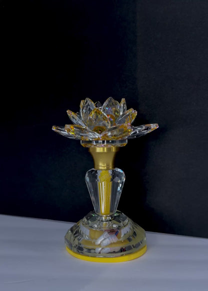 Crystal Lotus Color-Changing LED Altar Lamp - Multicolor or Solid Light (Pair)