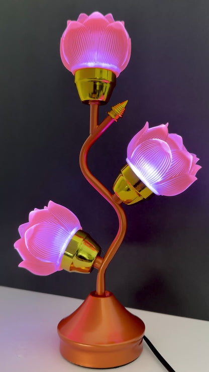 Lotus LED Lamp – 3 Yellow Flower Design – Adjustable Color & Glow Speed
