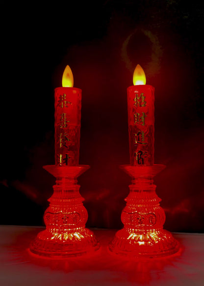LED Flickering Altar Candle Lights Set - Electric Plug-In
