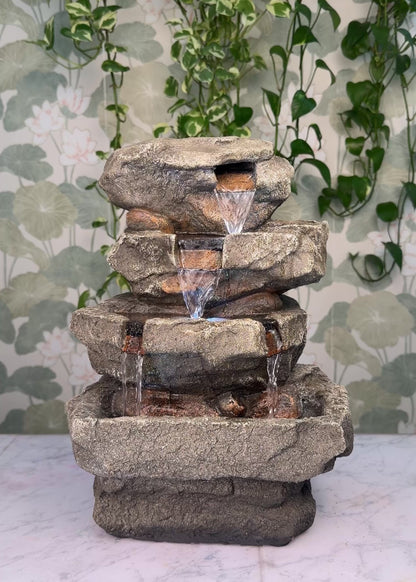 Multi-Tier Rock Waterfall Fountain
