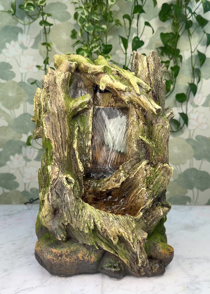 Woodland Tree Stump Waterfall Fountain