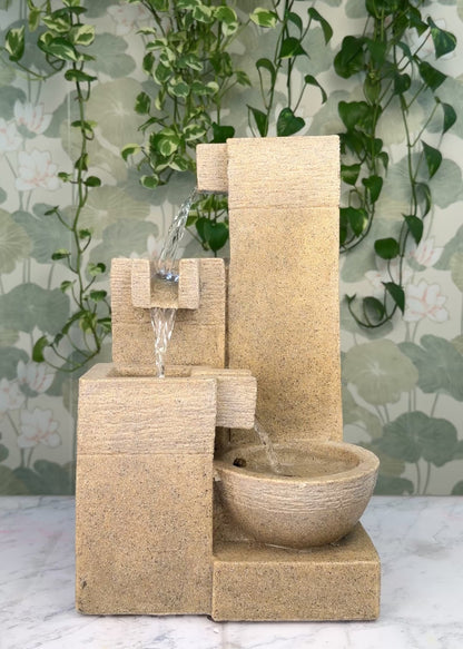 Modern Cascading Stone LED Tabletop Fountain