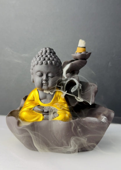 Buddha Incense Fountain - Backflow Waterfall - Golden Robe