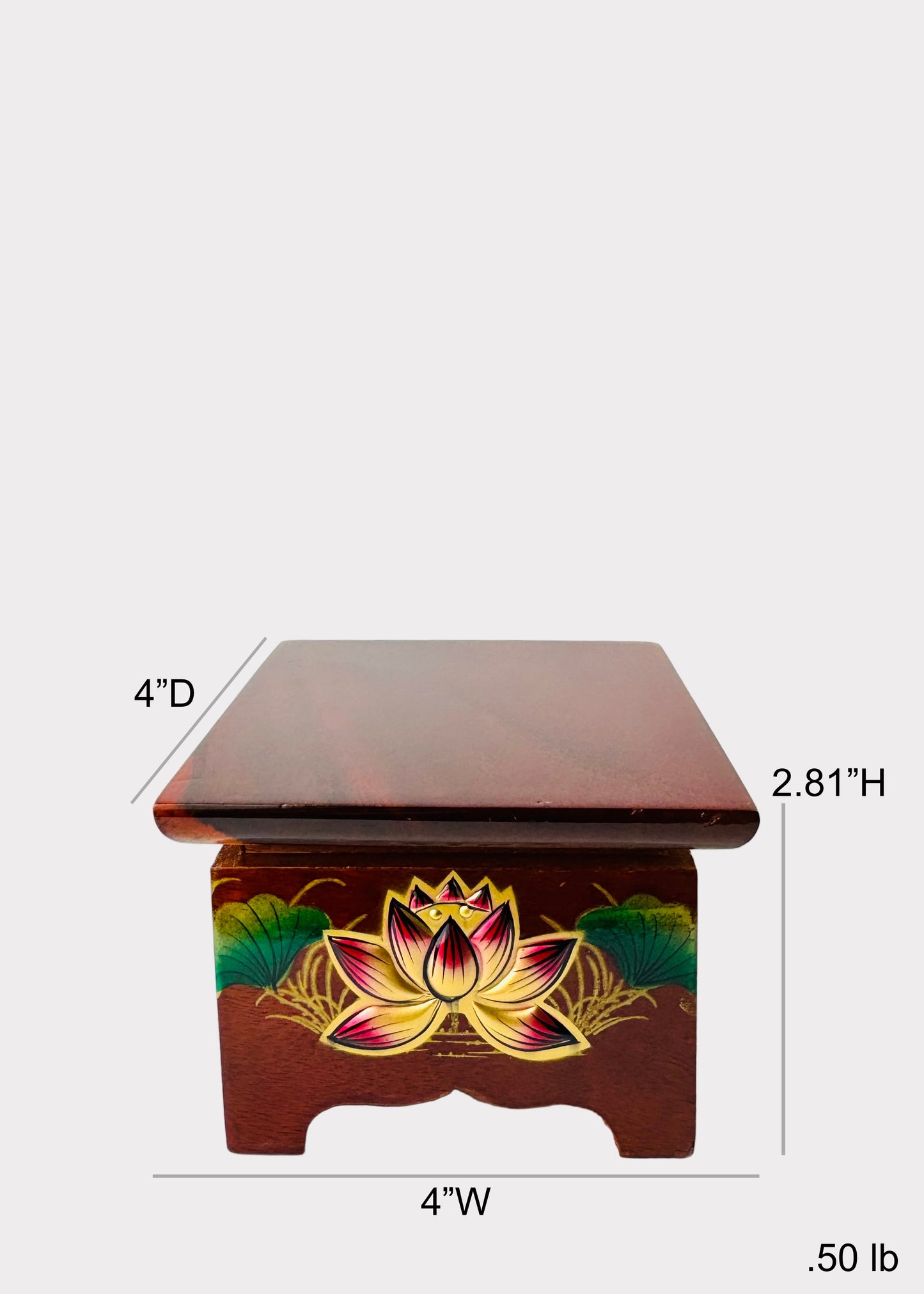 Lotus Wooden Altar Stand – Square Base
