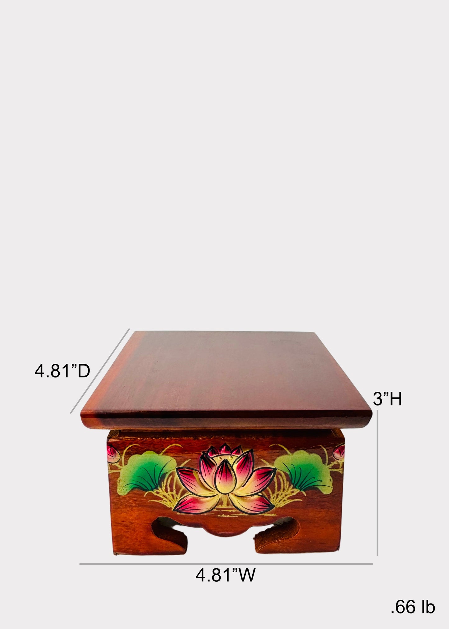 Lotus Wooden Altar Stand – Square Base