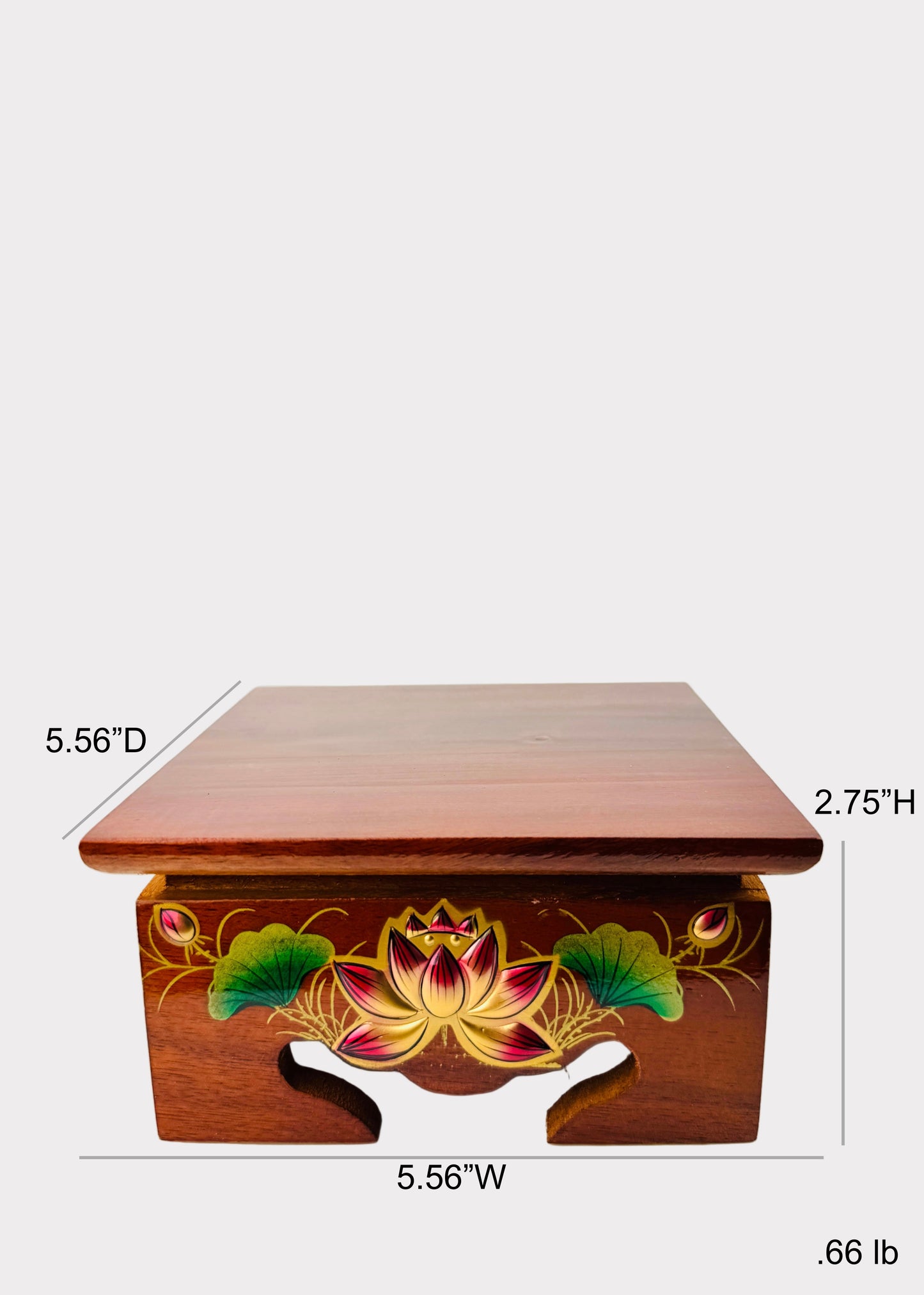 Lotus Wooden Altar Stand – Square Base